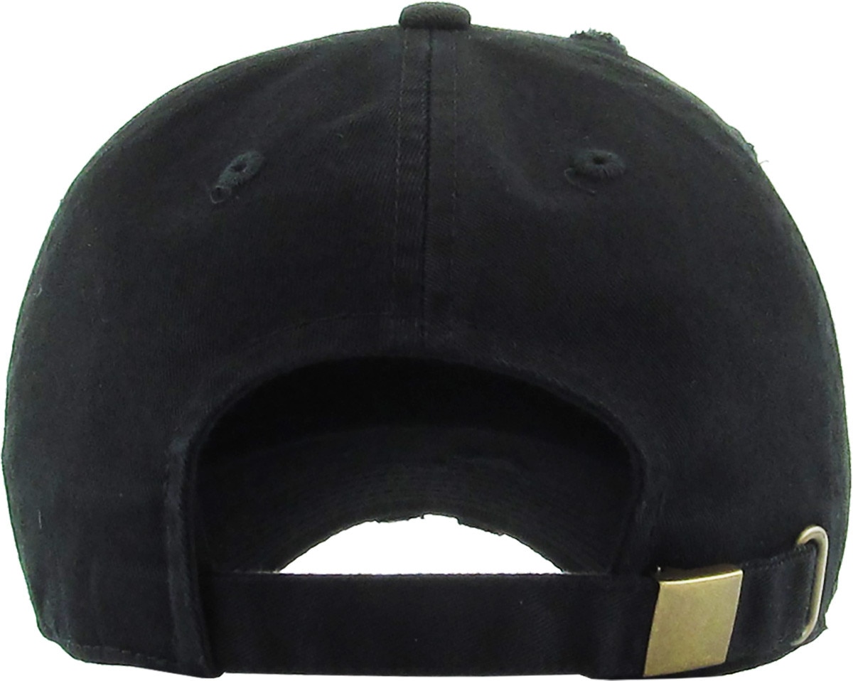 Black Distressed Vintage Baseball Cap Back View